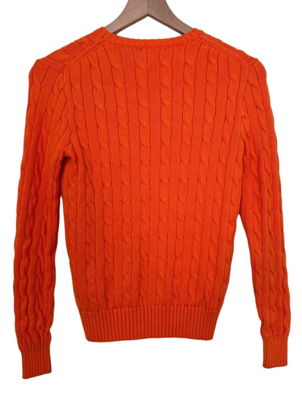 Polo Ralph Lauren Orange Cable Knit Cotton Crew Neck Sweater - Picture 5 of 6